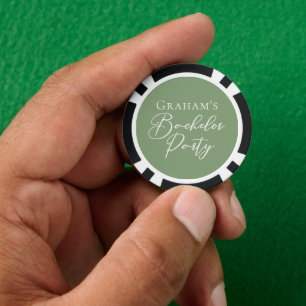 Sage Green Bachelor Party Personalised Poker Chips