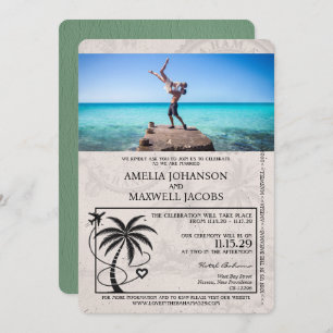 Sage Green Bahamas Passport Wedding Invitation