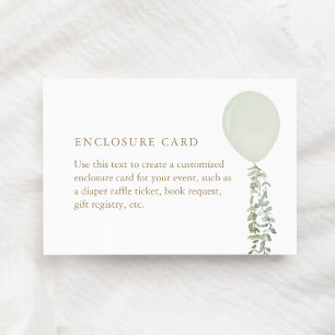 Sage Green Balloon Baby Shower Enclosure Card