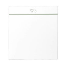 Sage Green Bar Monogram Personalised Notepad