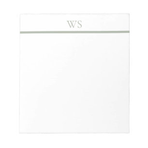 Sage Green Bar Monogram Personalised Notepad