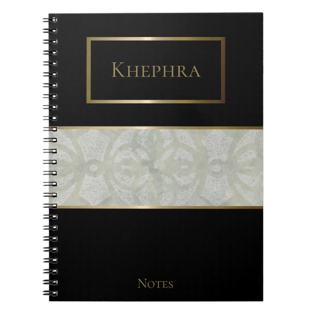Sage Green Batik Simple Name Notebook (Front)