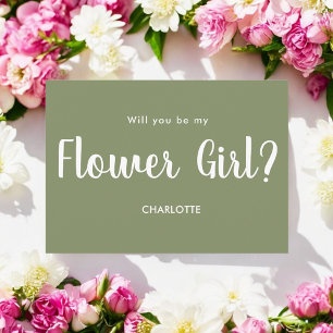 Sage Green Be My Flower Girl Script  Invitation