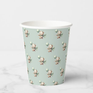 Sage Green Bear Baby Shower Paper cups