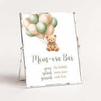Sage Green Bear Balloon Baby Shower Mum Osa Bar