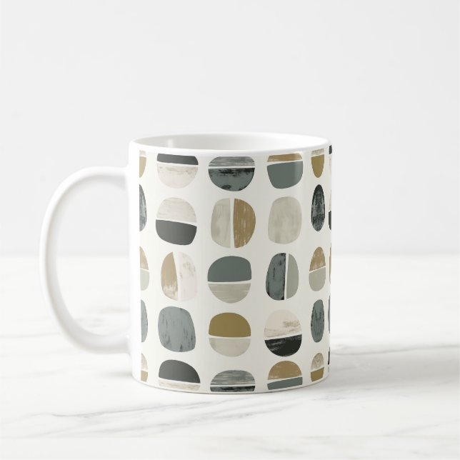 Sage Green & Beige Bohemian Style Abstract Coffee Mug (Left)