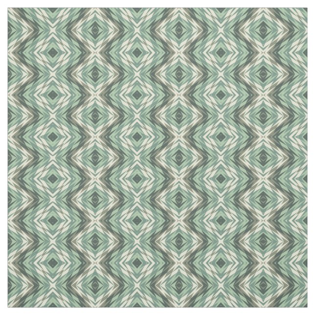 Sage Green Beige Grey Brown Aztec Mosaic Pattern Fabric (Swatch)