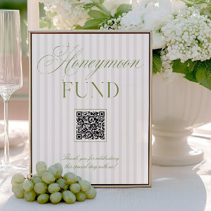 Sage Green & Beige Honeymoon Fund QR Code Sign