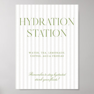 Sage Green & Beige Stripe Hydration Station Sign