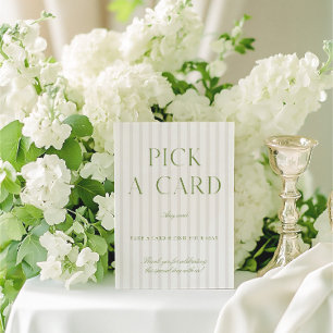 Sage Green & Beige Wedding Pick a Card Sign