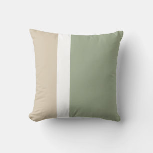 Sage Green Beige White Colour Block Minimalist  Cushion