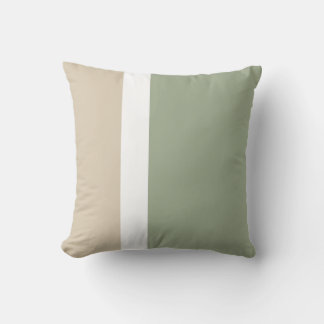 Sage Green Beige White Colour Block Minimalist  Cushion