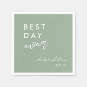Sage Green Best Day Ever Wedding Reception Napkin