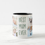 Sage Green | Best Mum Ever Custom Photo Mug<br><div class="desc">Sage green organic eco-friendly sustainable colours | Give it as gift to your mum! Photo Grid Handwritten Text Two-Tone Coffee Mug
Best Mum Ever Custom Photo Mug</div>