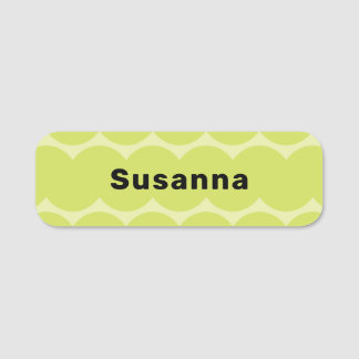 Sage Green Black Bold Y2k Retro Squiggle Magnetic Name Tag