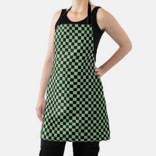 Sage Green Black Chequerboard Camouflage Pattern Apron