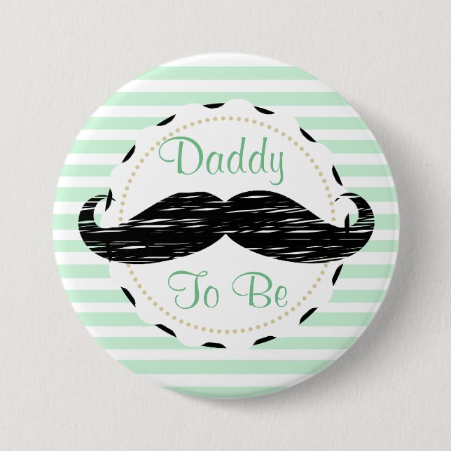 Sage Green Black Stripes Daddy to be Baby Shower 7.5 Cm Round Badge (Front)