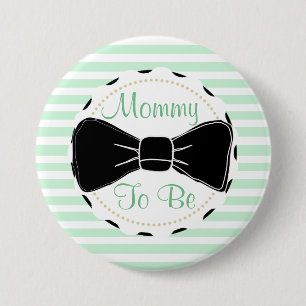 Sage Green Black Stripes Mummy to be Baby Shower 7.5 Cm Round Badge
