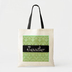 Sage Green & Black Wedding Damask Bridesmaid Bag
