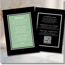 Sage Green Black Wedding Detail Template QR Code