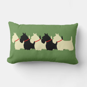 Sage green / black/wheaten/ Scottish Terrier dog Lumbar Cushion