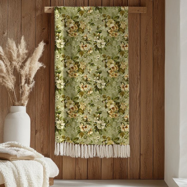 Sage Green Blanket Luxury Gold Botanical Design (Sage Green Blanket Luxury Gold Botanical Design)