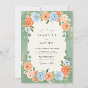 Sage Green Blissful Summer Wedding Invitation