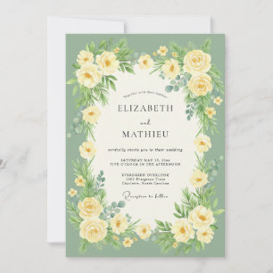 Sage Green Bloom Romantic Wedding Invitation