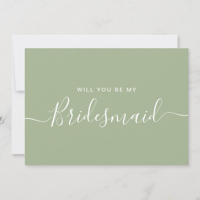 Sage Green Blue Bridesmaid Proposal Card (Front)