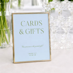 Sage Green & Blue Cards & Gifts Wedding Sign