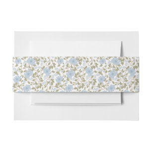 Sage Green Blue Chintz Floral Invitation Belly Band