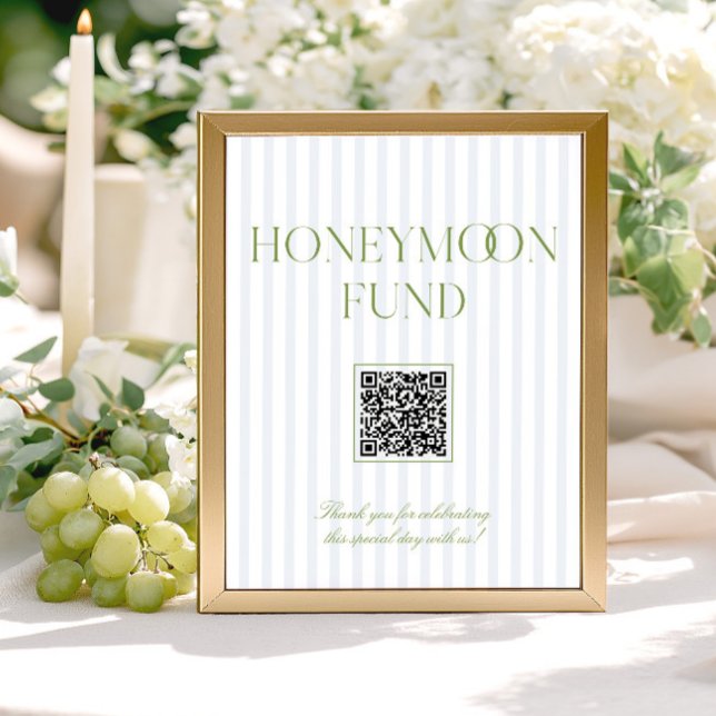 Sage Green & Blue Honeymoon Fund QR Code Sign (Creator Uploaded)
