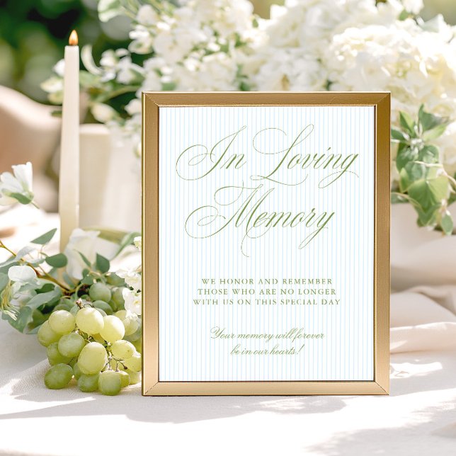 Sage Green & Blue In Loving Memory Sign (Sage Green & Blue In Loving Memory Sign)