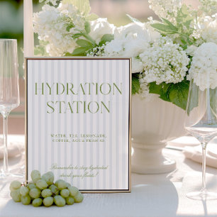 Sage Green & Blue Stripe Hydration Station Sign