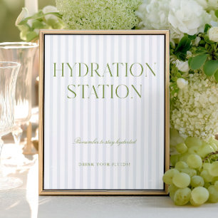 Sage Green & Blue Stripe Hydration Station Sign
