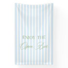 Sage Green & Blue Stripe Wedding Open Bar Banner
