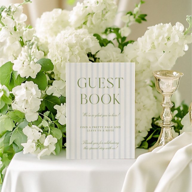 Sage Green & Blue Wedding Guest Book Sign Invitation (Sage Green & Blue Wedding Guest Book Sign)