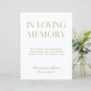 Sage Green & Blue Wedding In Loving Memory Sign