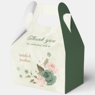 sage green blush floral wedding favour box