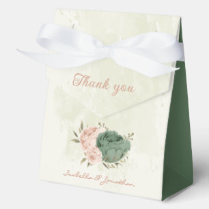 sage green blush floral wedding favour box