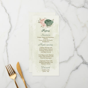 sage green blush flowers botanical wedding menu