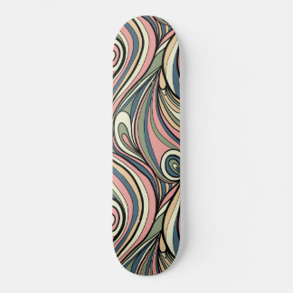 Sage Green, Blush Pink, Dusty Blue Retro Swirl  Skateboard