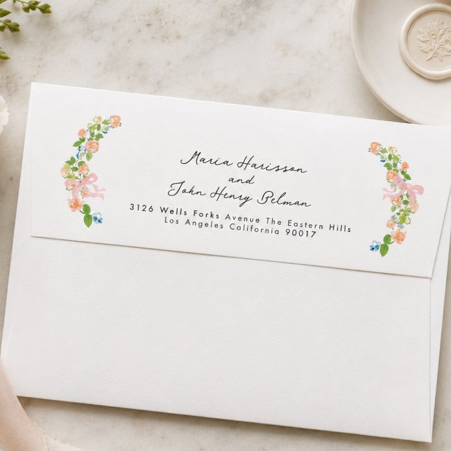 Sage Green Blush Watercolor Rococo Wedding Envelope (Creator Uploaded)