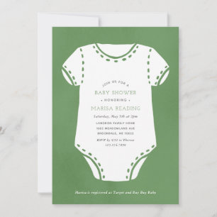 Sage Green Bodysuit Minimalist Baby Shower  Invitation