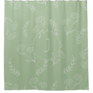 Sage Green Bohemian Monogram Shower Curtain