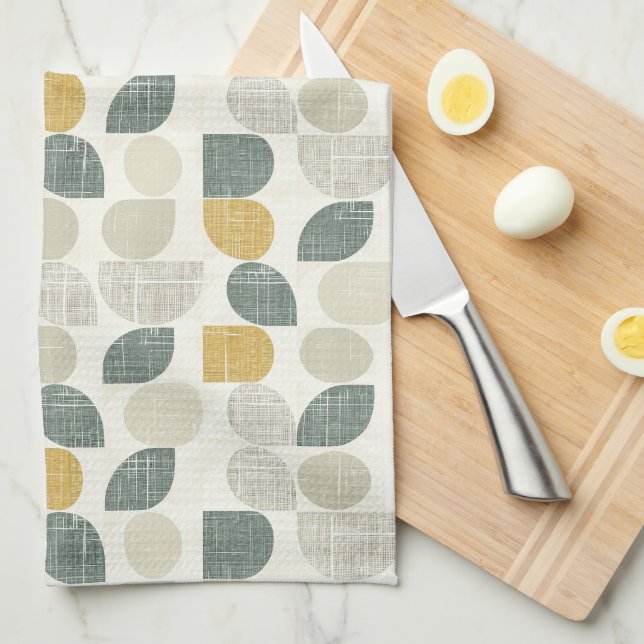 Sage Green Boho Abstract Tea Towel (Quarter Fold)