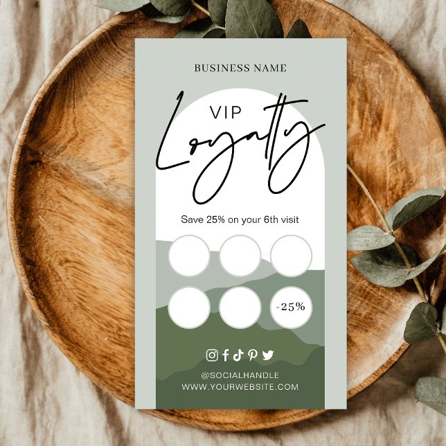 Sage Green Boho Arch Logo Makeup Artist Beauty VIP Loyalty Card (Creator Uploaded)