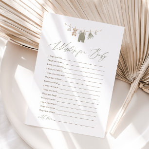 Sage Green Boho Baby Clothes Wishes for Baby Invitation