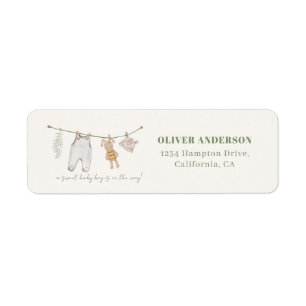 Sage Green Boho Clothes Baby Shower Return Address Label