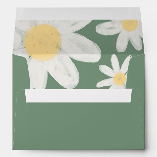 Sage Green Boho Daisy Floral Envelope (Back (Bottom))